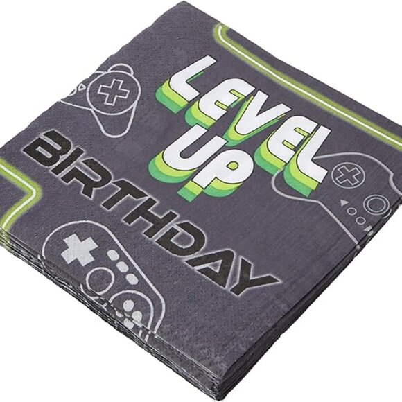Level Up Paper Party Napkins - 6 1/2" x 6 1/2" | Pack of 16 - 2 Ply - Picture 4 of 7
